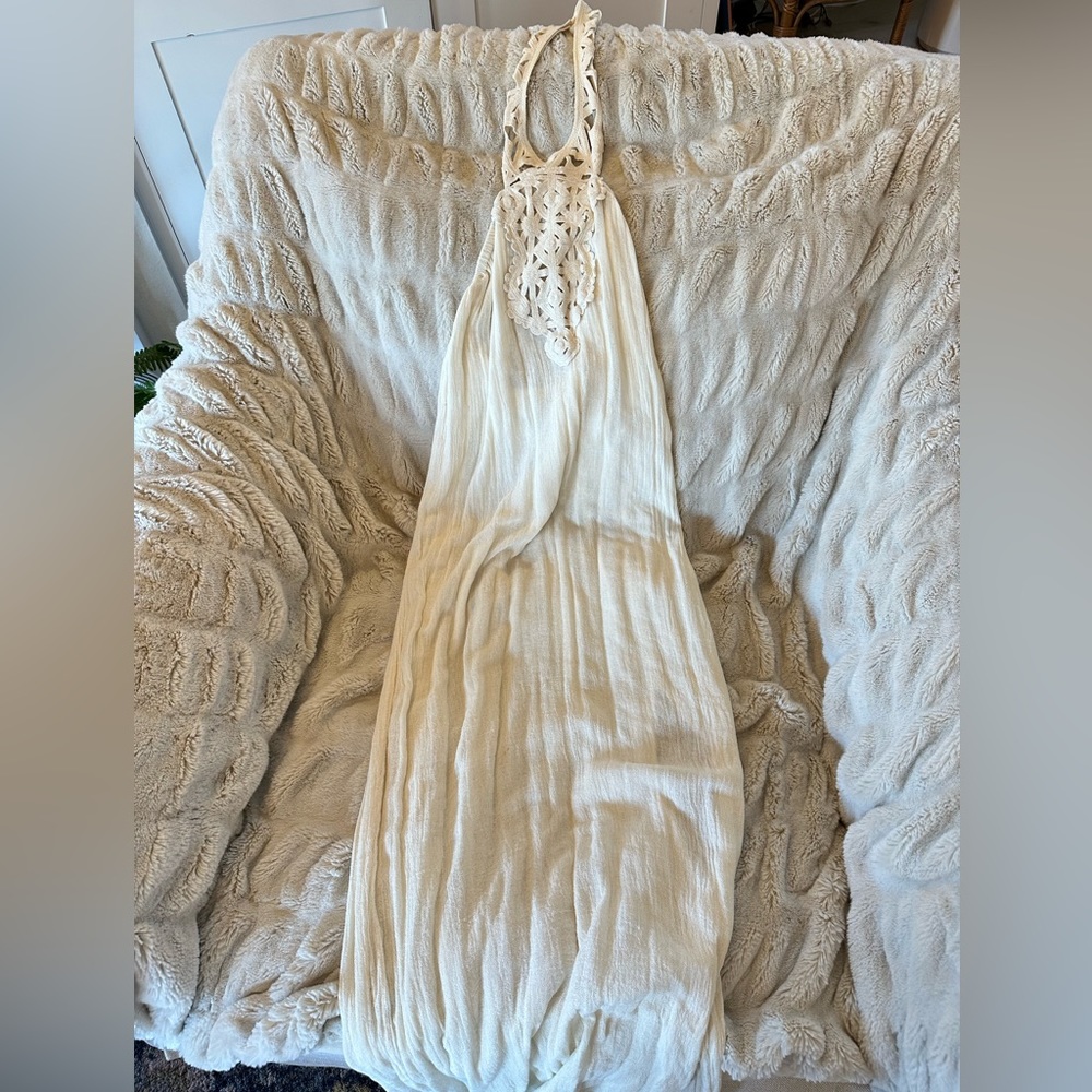 Jen’s Private Booty strapless tan/cream/beige maxi beach dress size medium (M)